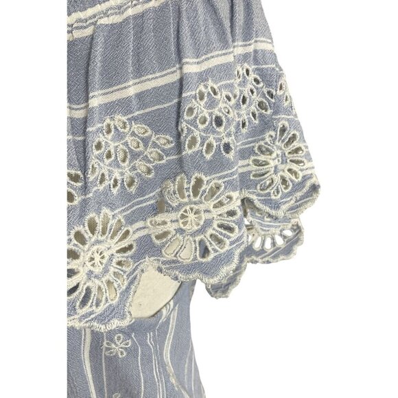 American Eagle Cutwork Floral Embroidered Ruffled Off The Shoulder Crop Top LG - Picture 6 of 10